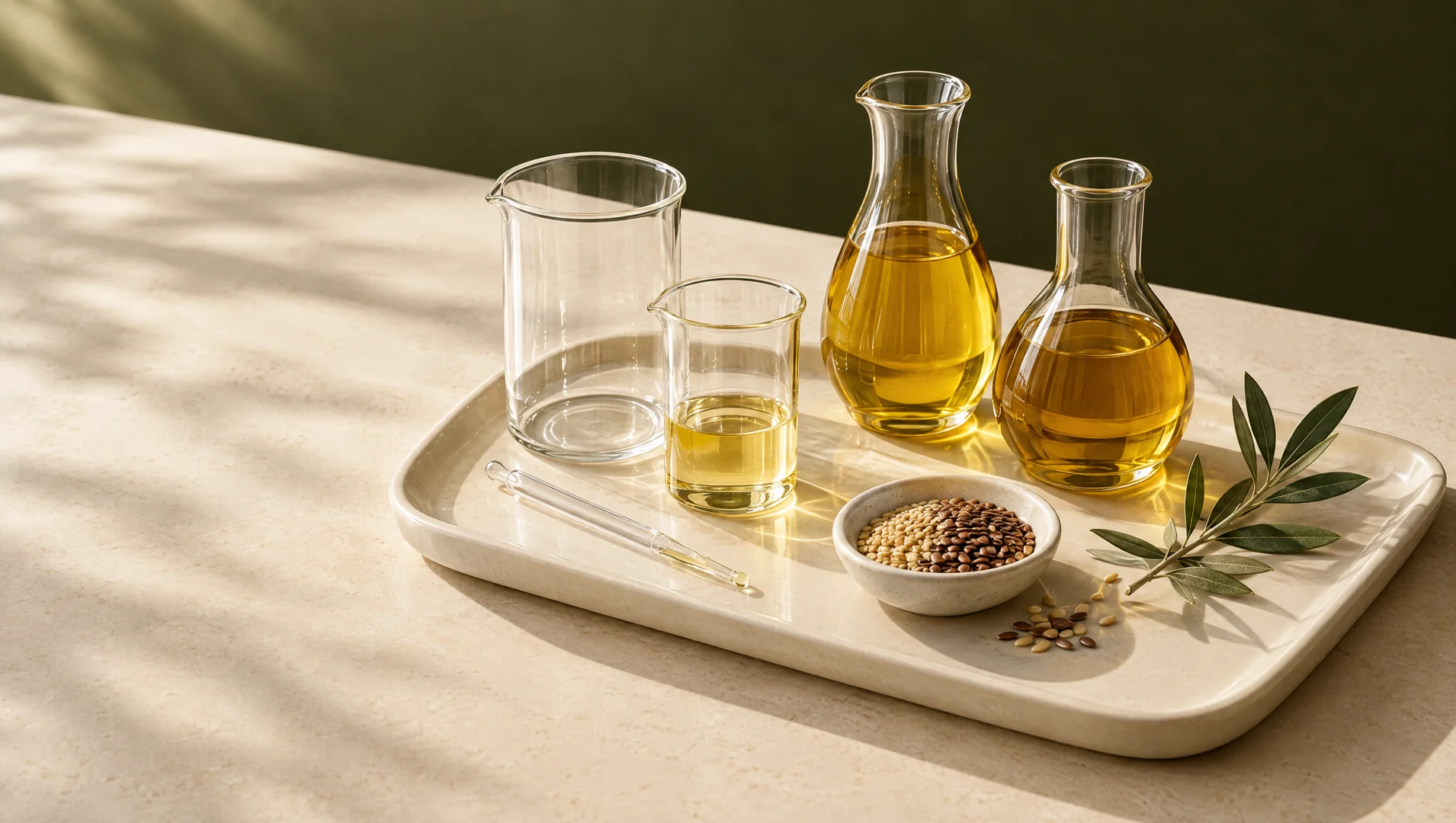 Illustrative oil formulation still life